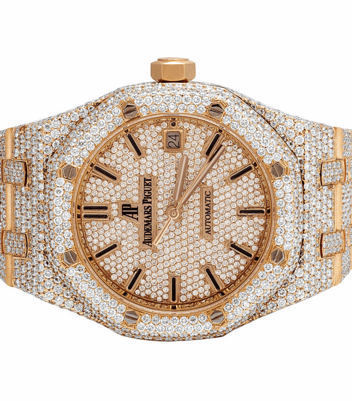 Audemars Piguet Moissanite – AP Royal Oak Yellow Rose Gold and White