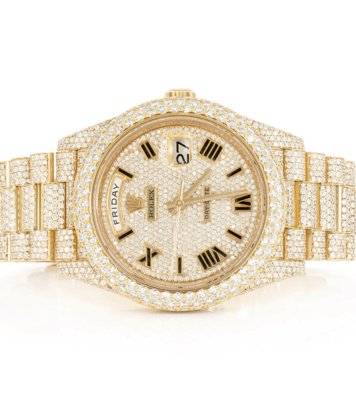 Rolex Moissanite – Rolex Day Date Roman Dial Presidential Belt in All Yellow Gold