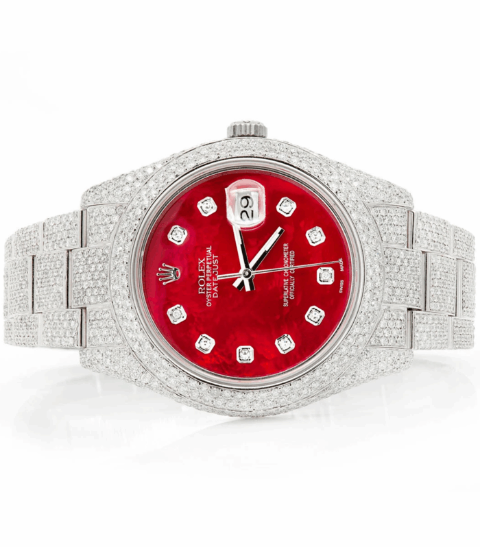 Rolex Moissanite – Rolex Oyster Perpetual Date Just Red face dial
