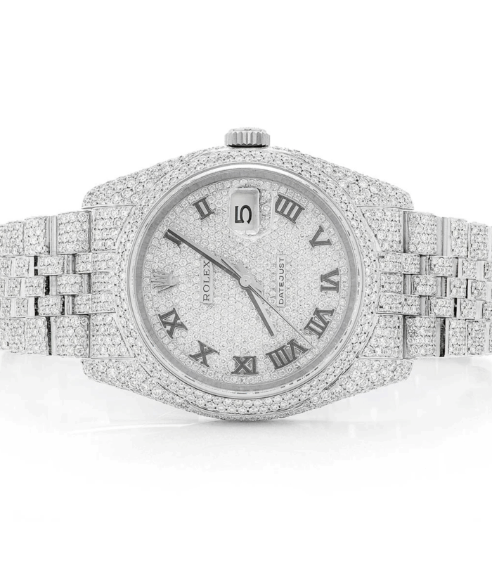 Rolex Moissanite – Rolex Roman Dial Date Just All White Jubilee belt